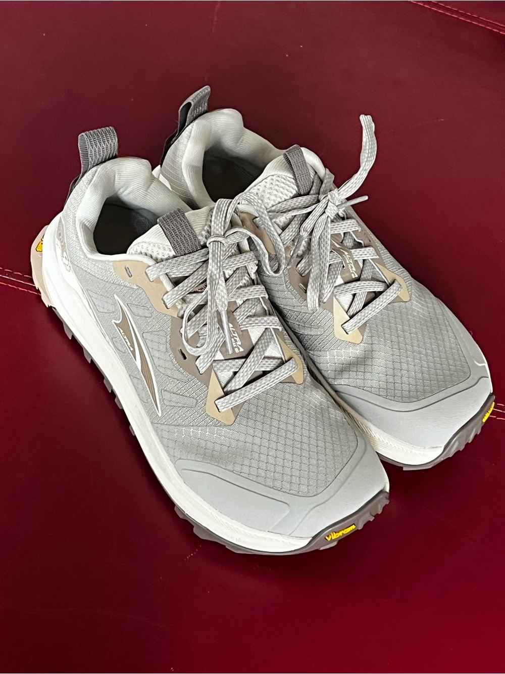 Worn once! Altra Women's Lone Peak 9 Taupe Size 7 Running Hiking Shoes